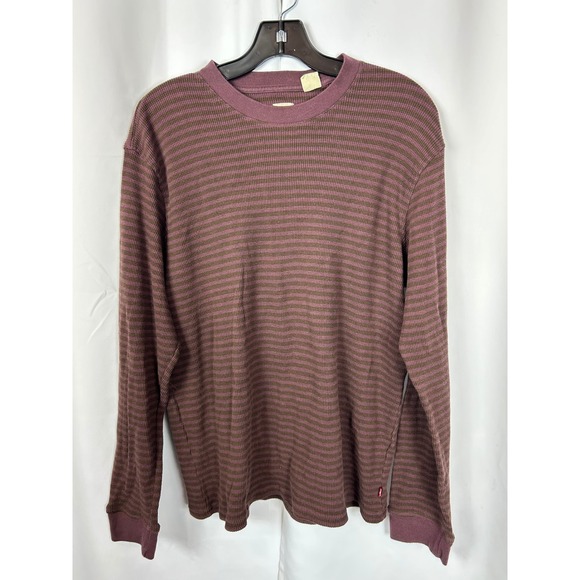 Levi's Other - Levis Striped Thermal Long Sleeve Shirt Purple Brown Waffle Knit Large
